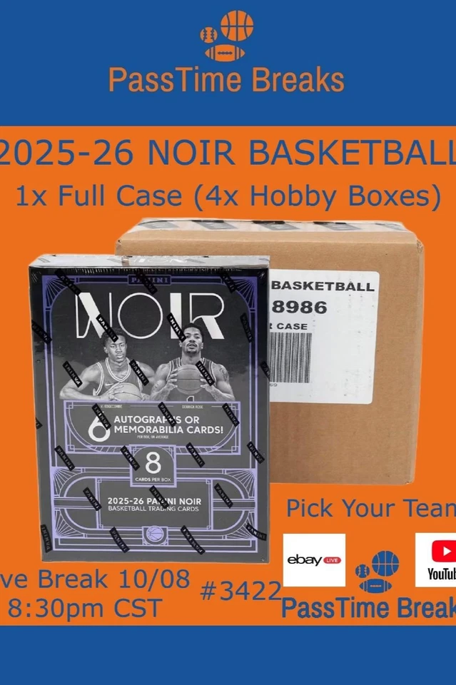 2025-26 PANINI NOIR BASKETBALL - 1x Case 4x Hobby Box - PYT BREAK 3422