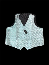 Barry Wang Paisley Print Vest Set Light Blue XXXL