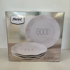 Parini 4 Pc Ceramic 10" Plate Set.  Dinner Dining Lunch New