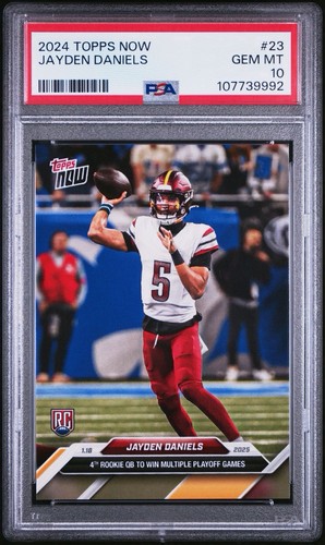 2024 Topps NOW Football Jayden Daniels RC Rookie Washington Commanders PSA 10
