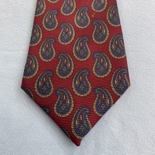 vtg Gitman Bros Nordstrom Silk Tie Deco Paisley Teardrop Red NeckTie USA 3.5x56