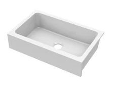 nuie White Kitchen Sink 31 inch Plain Single Bowl Drop In Farmhouse Sink, Firecl