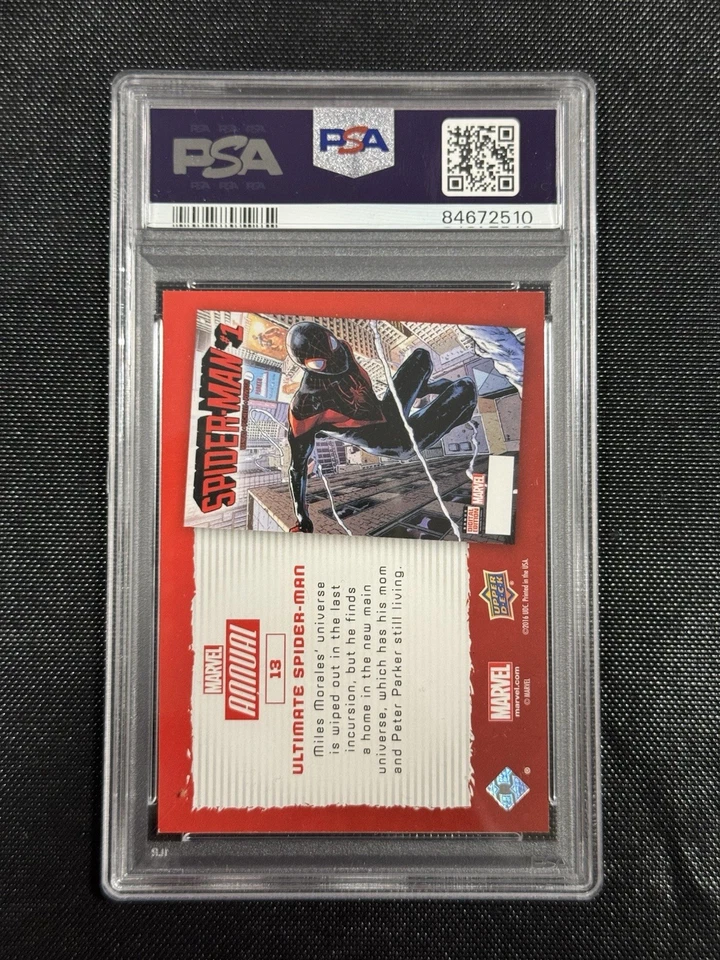 2016 Upper Deck Marvel Annual Ultimate Spider-Man Gold #13 PSA 9 MINT - Image 2 of 2