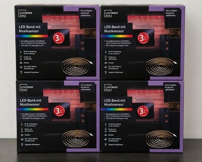 4x LED Lichtband Streifen 5 m RGB Strip Backlight Fernseher Musiksensor Band