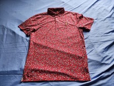 STRAIGHT DOWN POLO SHIRT FLORAL PATTERN RED/WHITE/BLUE SUZE MEDIUM, UPF 50 , IS