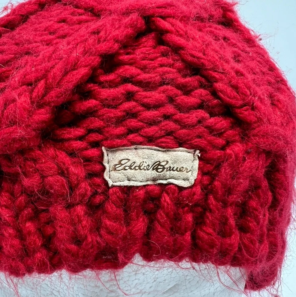 Gorro Eddie Bauer Para Hombres Tejido Talla Única Rojo Tejido con Cable Gorro Acrílico Foto 3 de 4