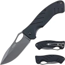 S-TEC Linerlock Assisted Folding Knife 3" Stainless Steel Blade Black G10 Handle