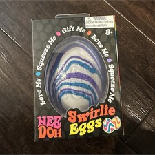 Nee Doh Swirlie Eggs Tactile Squeeze Toy Set White Blue Purple Ages 3 