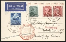 Germany 1936 Hindenburg Zeppelin 2. NAF USA Cover Zepp PPC  Sieger Estate 114015