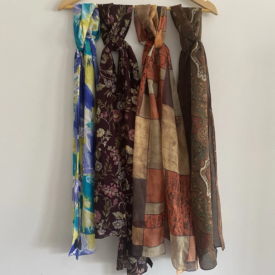 Lane Bryant Scarfs Lof of 4 Boho Floral Beach Fall Colorblock Damask Paisley - Image 2 of 4