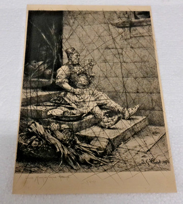 1876 Louis Monzies Etching After J.F. Millet Antique Aquaforte Print 8x6