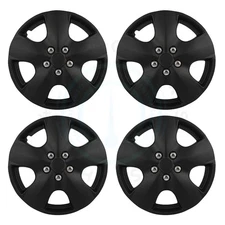 4X Black 15" Universal Hub Caps Wheel Cover Kit Snap On For R15 Tire 5 Lug Wheel