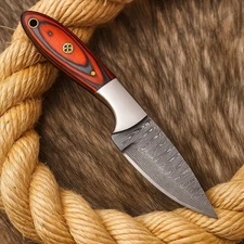 Custom Handmade Damascus Steel Fix Blade Skinning Knife Full Tang