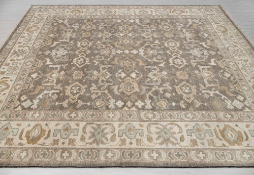Turkish Oushak Style Olive Green Beige Soft Wool Hand Knotted CUSTOM SIZE Rug - Picture 10 of 13