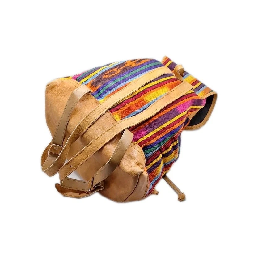 Genuine Leather Backpack Aztec Native  Boho Bag western Navajo Stripe Bookbag - Image 4 of 4