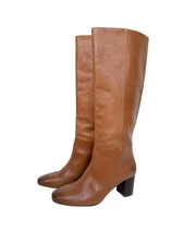 J Crew Sadie Knee-High Leather Pull On Boots AQ728 Size 7 Brown