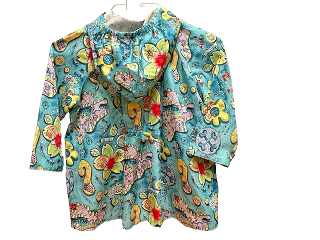 Chaqueta cortavientos ligera multicolor verde azulado Oilily para niñas con capucha talla 4T Foto 2 de 4