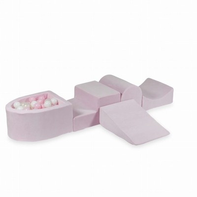 Schaumstoffspielplatz mit Hügel und Pool Micro  Soft Light Pink + 100 Bälle