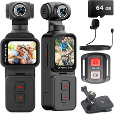 Pocket Camera 5K with Face Detection Automatic Rotating Lens, Vlogging Camera Bo