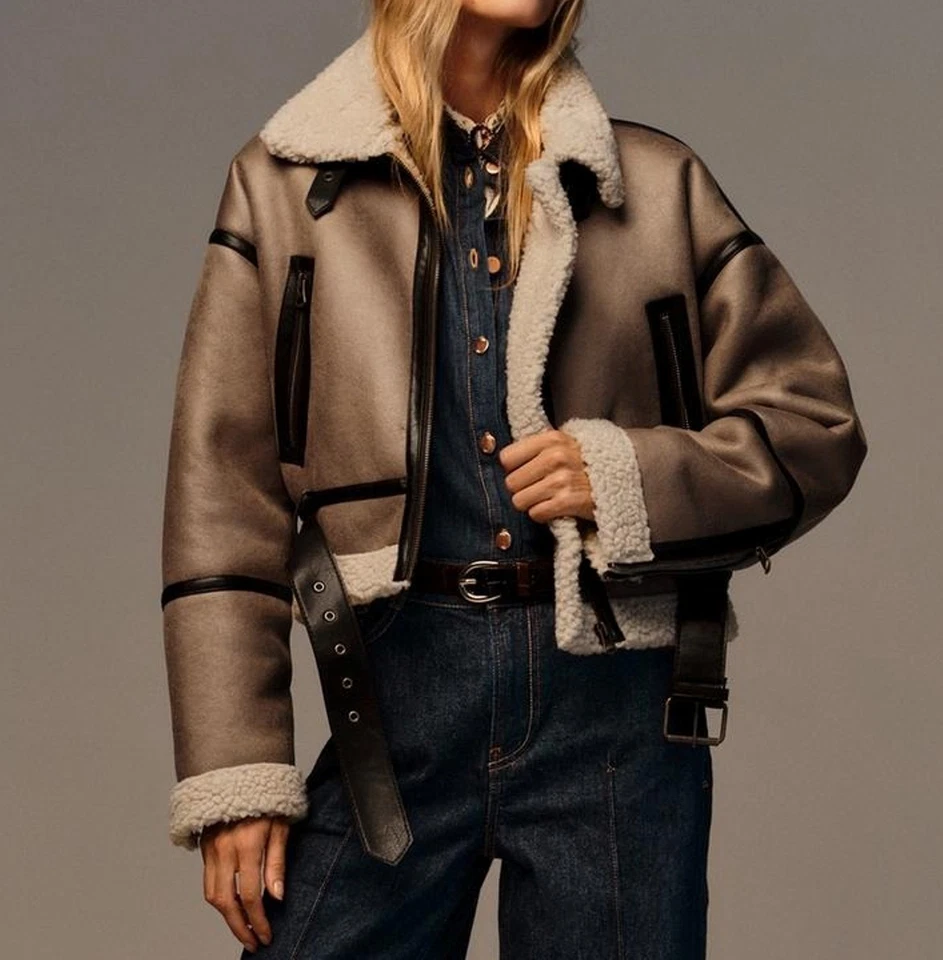 ZARA FELPA GIOIELLO MORBIDA GRIGIA STRASS FRANGE JERSEY MAGLIA CROP MAGLIONE TOP