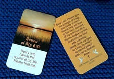 Sunset of My Life ™ Holy Card Prayer Card -- Elderly Death Dying