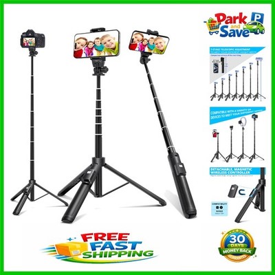 Lightweight Aluminum Selfie Stick Tripod, 62-Inches with Remote   Travel Ready