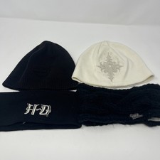 HARLEY DAVIDSON WOMENS HEADWEAR HATS BEANIE HEADBAND WRAPS 4 pc LOT BIKER BLING