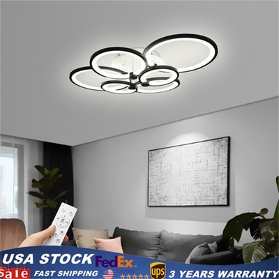 6 Heads Modern LED Chandelier Acrylic Pendant Lamp Ceiling Light Fixture Black
