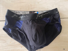 NWOT GO SOFTWEAR BLACK/NAVY BLUE STRETCH COTT/LYCRA BRIEFS M/USA