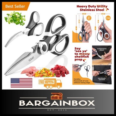 Ergonomic Multi-Functional Kitchen Scissors with Bonus Seafood Scissors Included
