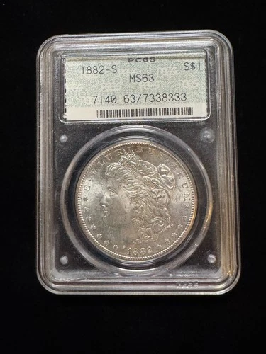 1882-S Morgan Silver Dollar MS63 PCGS OGH Doily Label