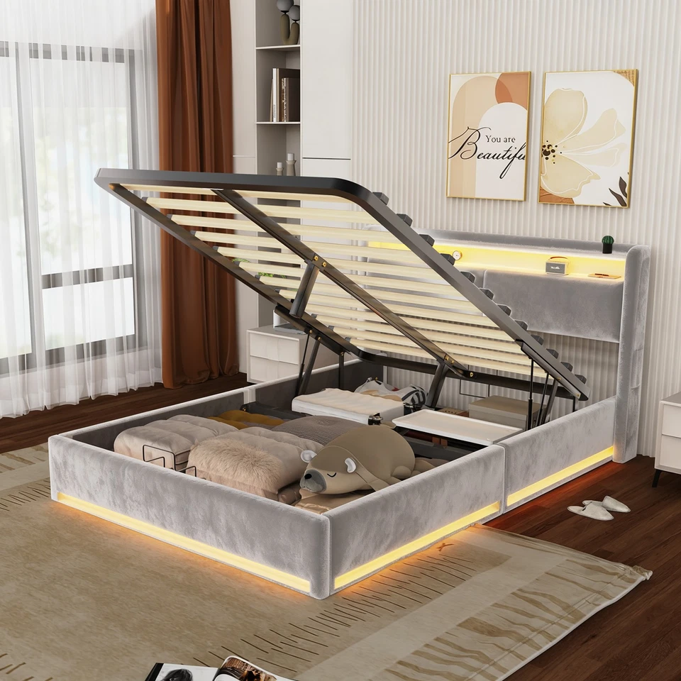 Boxspringbett 140x200 cm Polsterbett Doppelbett mit Stauraum Lattenrost aus Holz - Bild 3 von 4