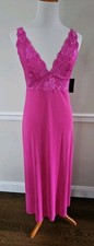 Natori Zen Floral Nightgown Fucscia Pink Lace Slip Dress 195, Sz S, Nwt