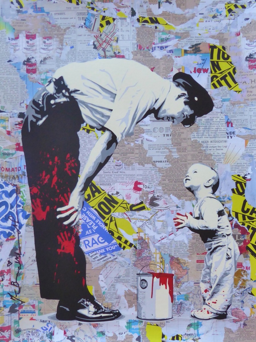 Mr Brainwash too cute NOT GUILTY Original Unique Mixed media HAND