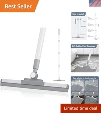 Floor Squeegee with Rotating Head and Extending Handle for Windows and Floors