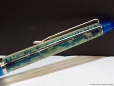 Vintage Floaty Pen Beautiful Colorado Forest Floating Hiker Eskesen Denmark Blue