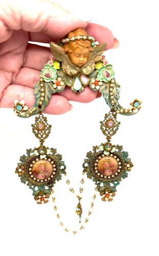 Schöne Brosche von Michal Negrin mit farbigen Kristallen #497# - Bild 9 von 12