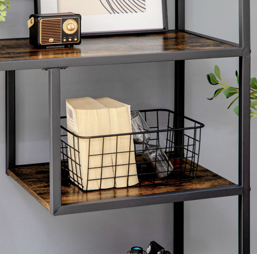 Rustic Brown Large Industrial Bookcase Bookshelf Shelving Unit with Steel Frame - Picture 5 of 6