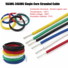 16AWG-30AWG Single Core Stranded Cable PVC Electronic Wire Tinned Copper 300V