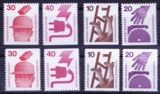 Germany 1971 MNH 8v, Definitives, safety 8v from booklets 