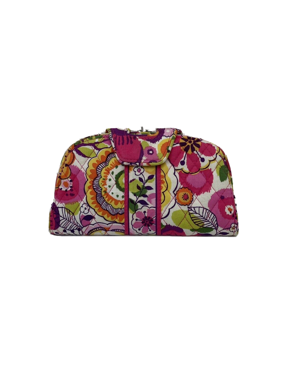 Vera Bradley Pink Floral Quilted Clutch with Double Kiss Clasp Metal Frame