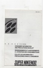 SNES Safety Precautions SNS-USA-3 Super Nintendo INSERT ONLY Authentic Original
