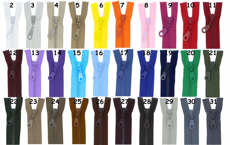 FIM Reißverschluss PZ 5mm grob teilbar Kunststoff Plastik 60 65 70 75 80 85 90cm