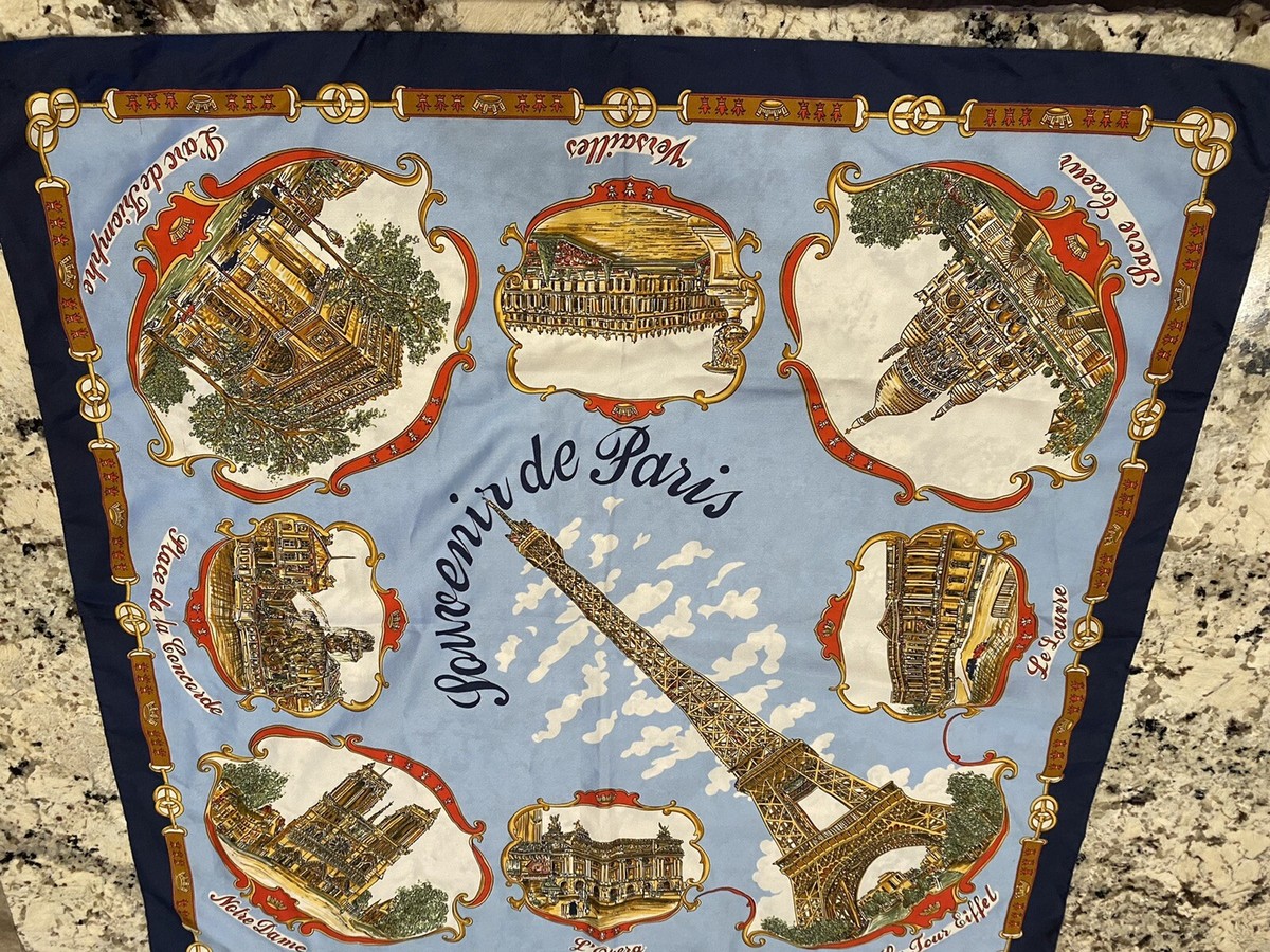 VTG Rare Creations de Paris Souvenir  Scarf With Paris scenes and Graphics View 5