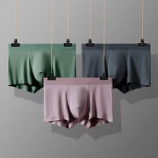 Men's Modal Slim Boxer Panties Traceless Solid Brief Shorts Comfortable