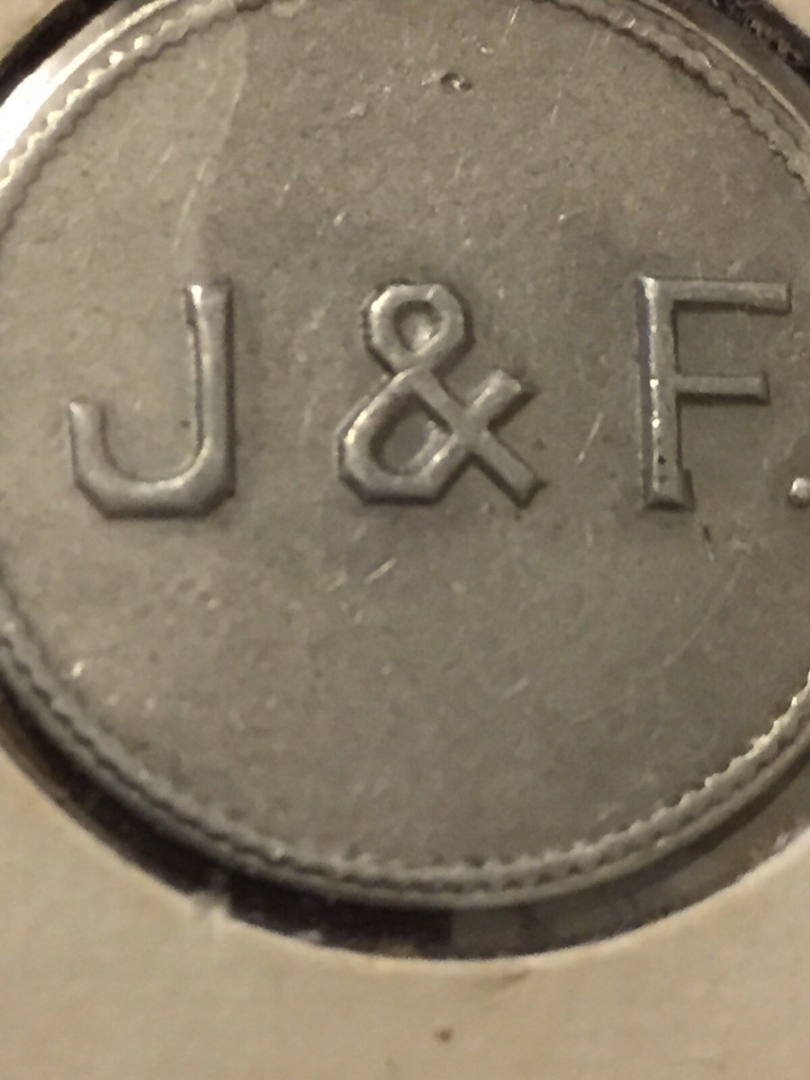 古い金属製コイン Token Coin, J & F 10 Cents, Light Weight Vintage Metal Old