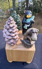 Harry And David Log Cabin Fall Pine Cone Moose Cheese Knives In Wood Block -S1