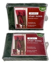 Christmas Bed Bath & Beyond Green Holiday Chair Bows 2 Packs 4 Bows Decor