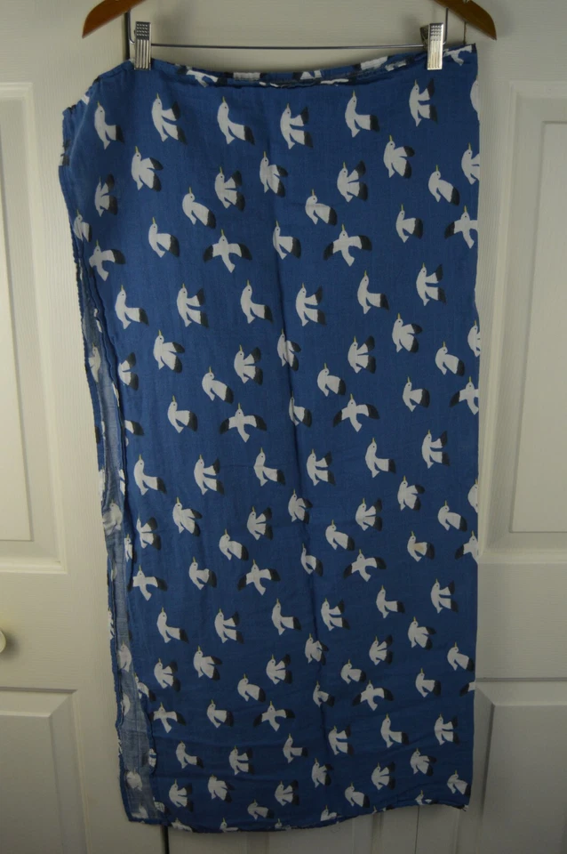 Gymboree Gaviota Bebé Manta Envoltura Azul Blanco Gris Muselina Algodón Lovey Birds Foto 3 de 4