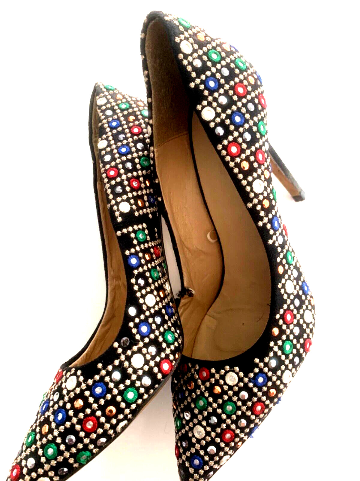 Zara Basic Point Toe Pumps Heels Sequins Size 40 … - image 3